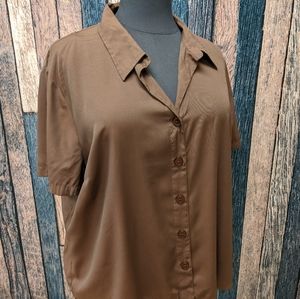 Brown Button Down Top